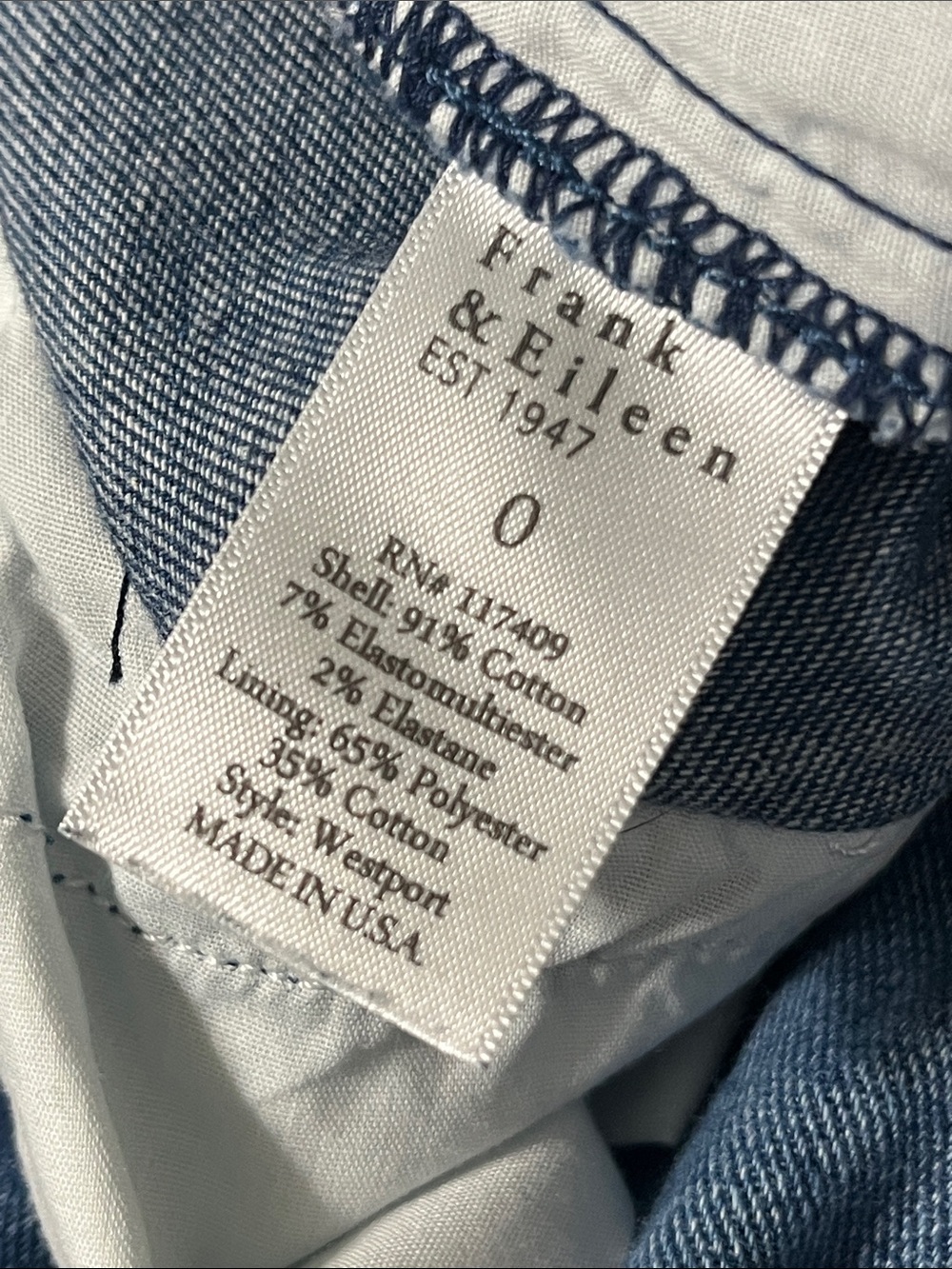 Frank & Eileen Westport Jeans Blue 0 - Picture 12 of 14